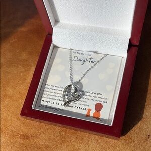 Silver Heart Necklace for Daughter
